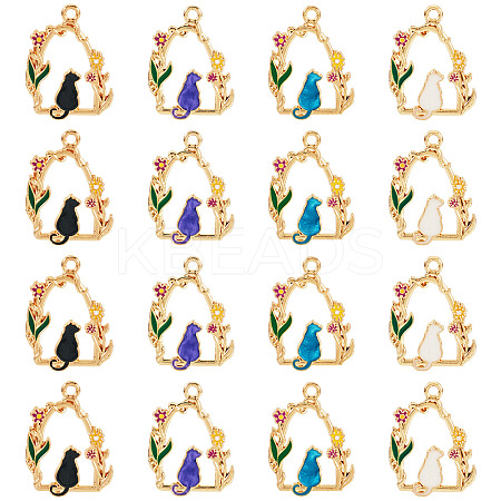 16Pcs 4 Colors Alloy Enamel Pendants ENAM-TA0002-44-1