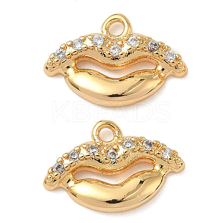 Brass Micro Pave Clear Cubic Zirconia Charms KK-B160-07G-1
