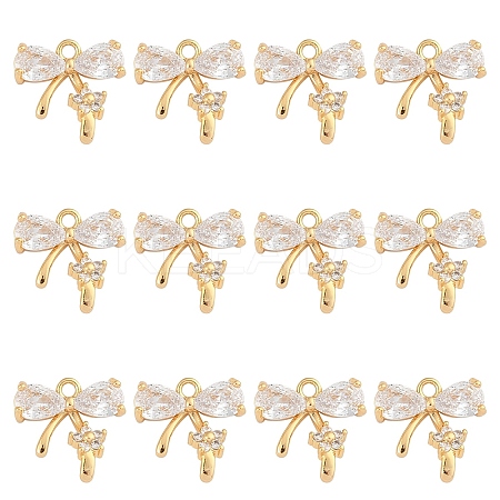 10Pcs Brass Micro Pave Cubic Zirconia Pendants KK-YW0003-15-1