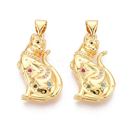 Real 18K Gold Plated Brass Micro Pave Cubic Zirconia Pendants KK-R159-36G-1