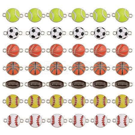 42Pcs 7 Styles Sports Ball Theme Alloy Enamel Connector Charms ENAM-CA0001-81-1