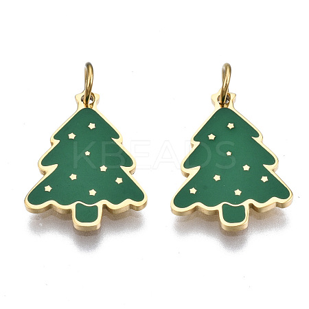 316 Surgical Stainless Steel Enamel Pendants X-STAS-S116-338G-1