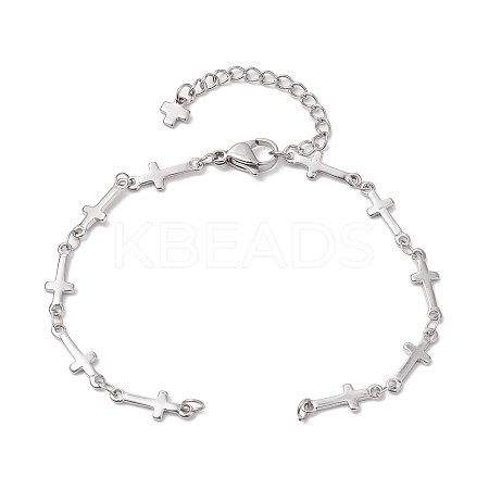 304 Stainless Steel Cross Link Chain Bracelet Making AJEW-JB01299-02-1