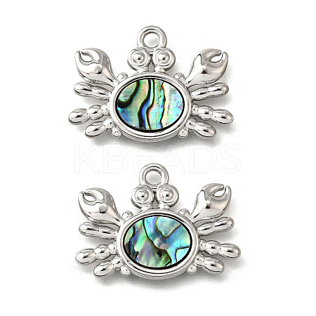 304 Stainless Steel Pave Natural Paua Shell Pendants STAS-C122-21A-01P-1