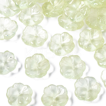 Transparent Spray Painted Imitation Jade Glass Beads GLAA-Q089-003-E002-1