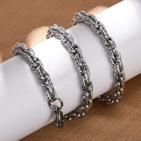 6.5MM 304 Stainless Steel Textured Rope Chain Necklaces NJEW-T016-17P-1