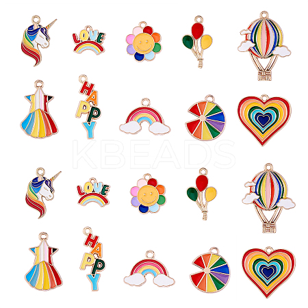 50Pcs 10 Style Alloy Enamel Pendants ENAM-CJ0001-112-1