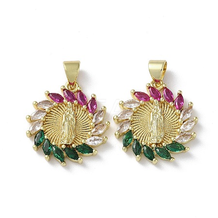 Rack Plating Brass Cubic Zirconia Pendants KK-M272-05G-1