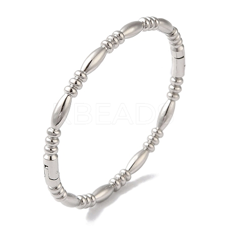 Non-Tarnish 304 Stainless Steel Textured Ring Hinged Bangles for Women BJEW-I315-17P-1