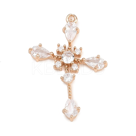 Easter Brass Micro Pave Clear Cubic Zirconia Pendants KK-D265-04G-1