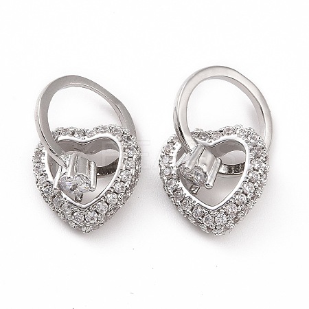 Brass Micro Pave Clear Cubic Zirconia Pendants KK-E068-VC471-1