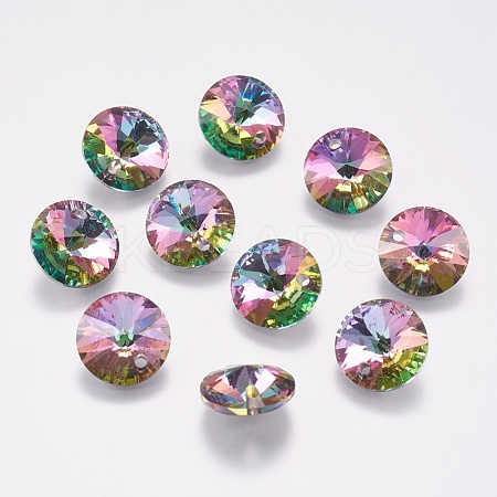 Faceted Glass Rhinestone Charms RGLA-F049-12mm-001VO-1
