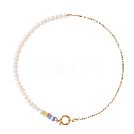 Vintage Natural Pearl Beaded Necklace for Girl Women NJEW-SW00002-03-1