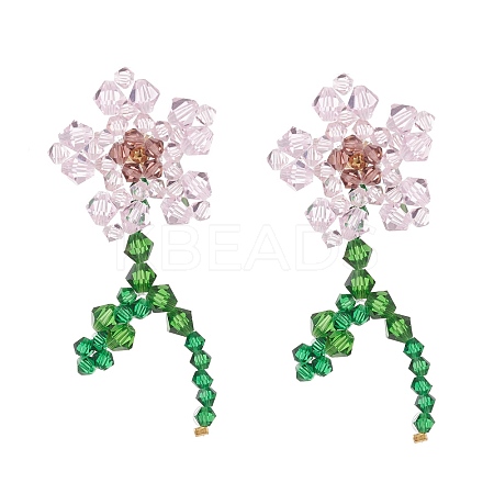 Imitation Austrian Crystal Flower of Life Dangle Stud Earrings X1-EJEW-TA00029-01-1