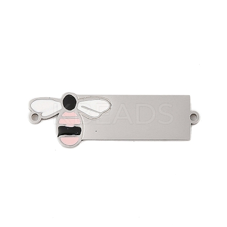 304 Stainless Steel Pink Enamel Connector Charms STAS-P377-16P-B-1