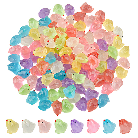 DICOSMETIC 120Pcs 8 Colors Luminous Resin Chick Display Decoration RESI-DC0001-29-1