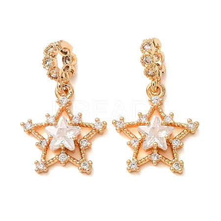 Brass Pave Clear Cubic Zirconia European Dangle Charms CU-CBAEC99-26G-1