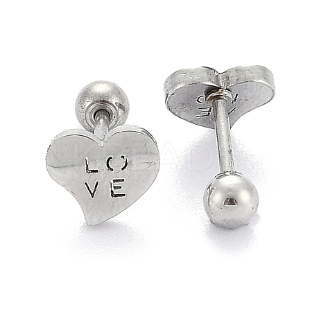 Tarnish Resistant 201 Stainless Steel Cartilage Earrings for Valentine's Day EJEW-R147-37-1