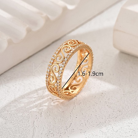 Elegant Cloud Pattern Brass Cubic Zirconia Ring for Women Casual Vacation Wear NW6172-4-1