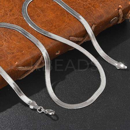 4mm Rack Plating Brass Flat Snake Chain Necklaces for Women Men MAK-L044-14P-1