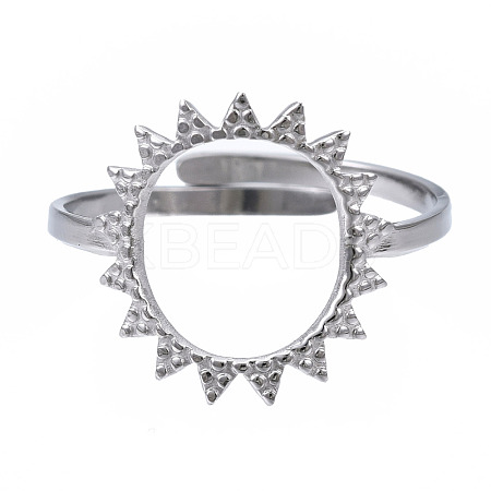 Non-Tarnish 304 Stainless Steel Sun Open Cuff Ring RJEW-T023-84P-1