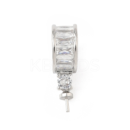 Brass Pave Cubic Zirconia Hoop Earring Findings KK-D369-02P-1