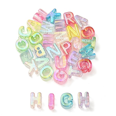 UV Plating Rainbow Iridescent Acrylic Beads OACR-C012-02-1-1