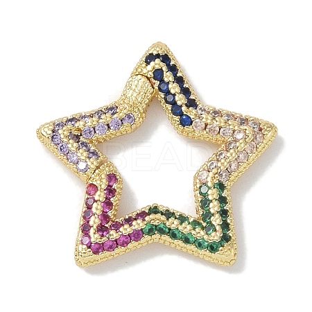 Rack Plating Brass Micro Pave Cubic Zirconia Twister Clasps KK-NH0002-14G-02-1