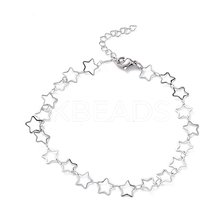 Non-Tarnish 304 Stainless Steel Star Link Chain Anklets for Men Women X-STAS-B039-14P-1