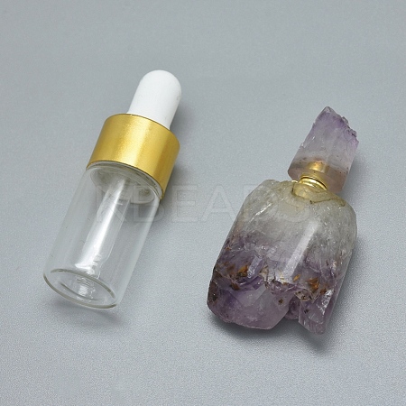 Natural Amethyst Openable Perfume Bottle Pendants G-E556-13A-1