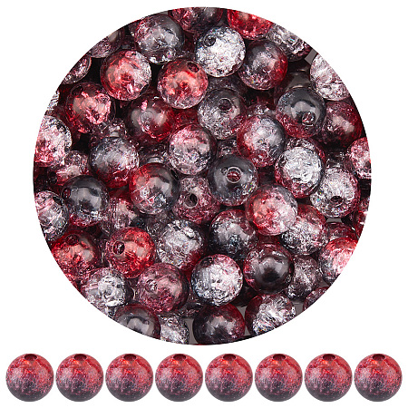 300Pcs Transparent Crackle Acrylic Beads CACR-SP0001-01C-1