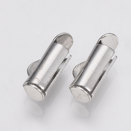 Brass Slide On End Clasp Tubes KK-Q747-11C-P-1