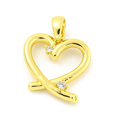 Brass Micro Pave Clear Cubic Zirconia Pendants KK-P263-09A-G-1