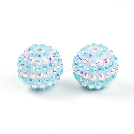 Stripe Pattern Resin AB Rhinestone Round Beads RESI-S313-18x20-15-1