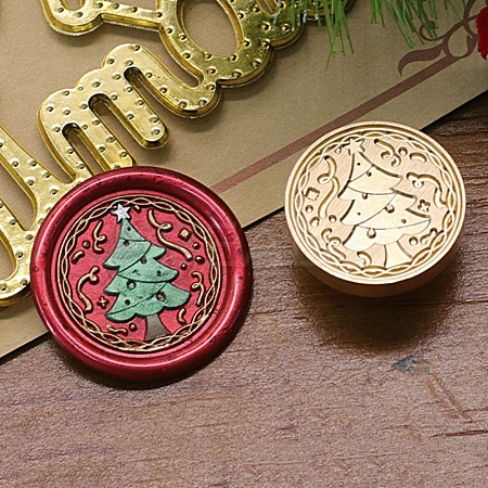 Christmas Series Wax Seal Brass Stamp Head AJEW-M037-01G-26-1