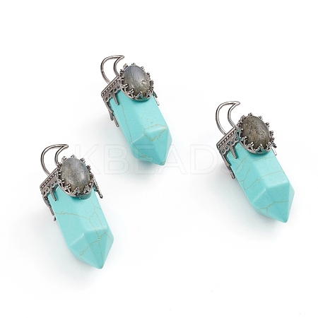 Synthetic Turquoise Pointed Big Pendants G-I275-01G-1