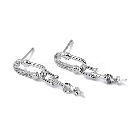 Brass with Cubic Zirconia Stud Earring Findings LS-KK-B087-07P-1