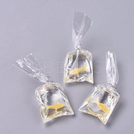 Goldfish Water Bag Resin Pendants DIY-WH0121-44B-1