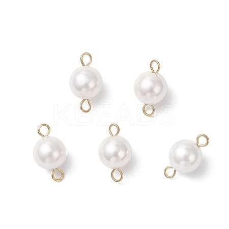 Shell Pearl Round Connector Charms PALLOY-JF04477-01-1