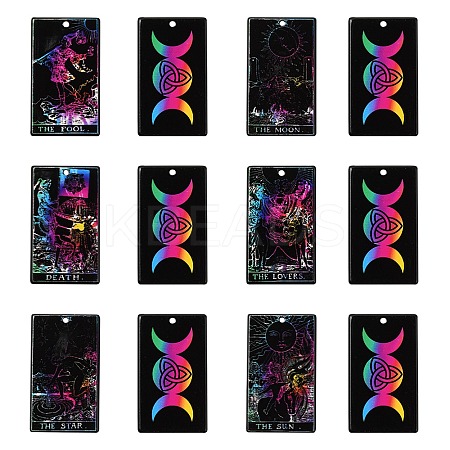 24Pcs 6 Style Printed Opaque Acrylic Pendants SACR-SC0001-13-1