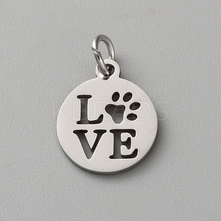 Dog Paw Print Shape Stainless Steel Pendants FIND-WH0817-067B-P-1
