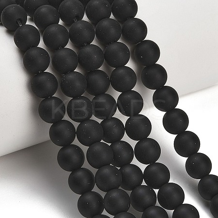 Natural Brazil Black Onyx(Dyed & Heated) Beads Strands G-Z024-01B-8mm-01-1