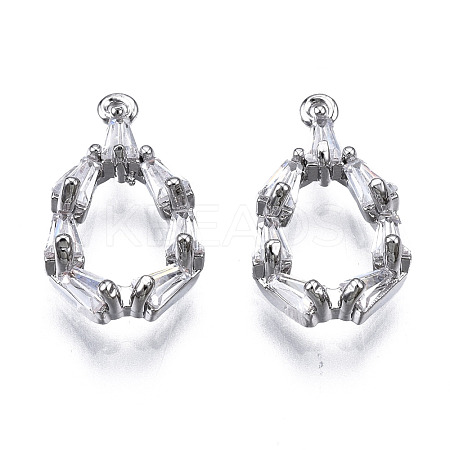 Brass Inlaid Clear Cubic Zirconia Charms ZIRC-S069-021P-1