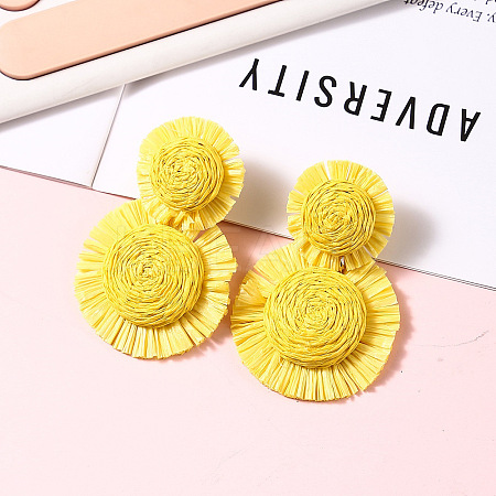 Bohemian Style Raffia Dangle Stud Earrings FS-WGA49F5-04-1