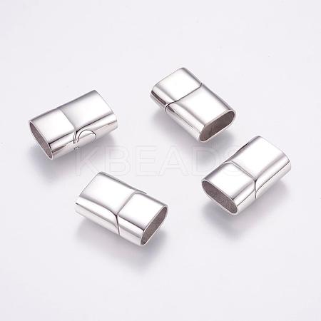 Tarnish Resistant Rectangle 304 Stainless Steel Magnetic Clasps with Glue-in Ends STAS-M195-11-1
