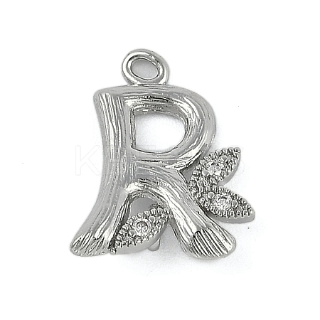 Brass Crystal Rhinestone Letter Links Connector Charms KK-S395-06P-R-1