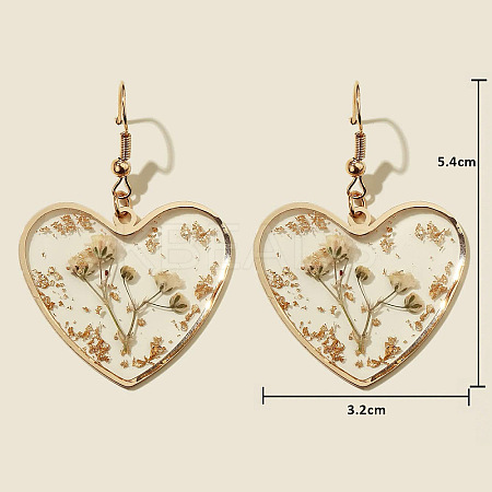 Heart Alloy Resin Dangle Earrings FS-WG72C44-05-1