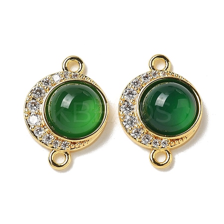 Brass Micro Pave Clear Cubic Zirconia Connector Charms KK-R210-30G-01-1