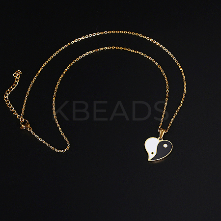 304 Stainless Steel Enamel Yin Yang Pendant Necklaces for Women LS-VV9279-2-1