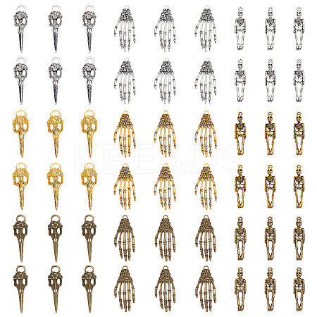 54Pcs 9 Styles Tibetan Style Alloy Pendants FIND-FG0002-88-1